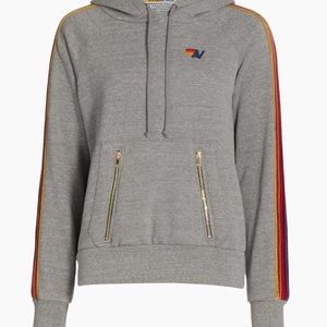 Aviator nation velvet rainbow stripe hoodie